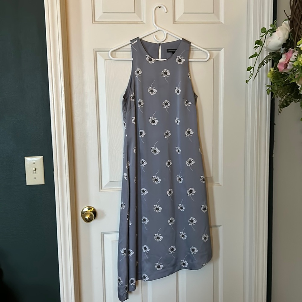 Banana Republic Asymmetrical Satin Purple Floral Dress, Size 2